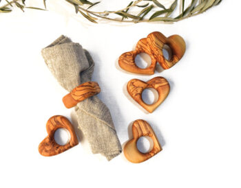 Zeytin Ağacı Kalp Peçete Yüzüğü Takımı GO-0525